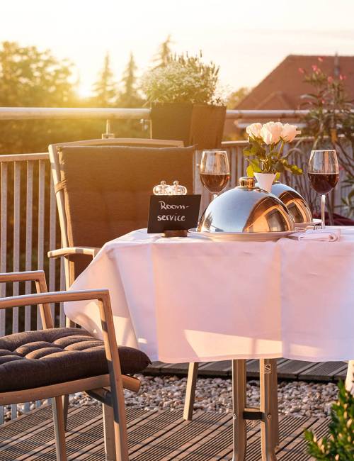 dinner on a terrace in a studio suite