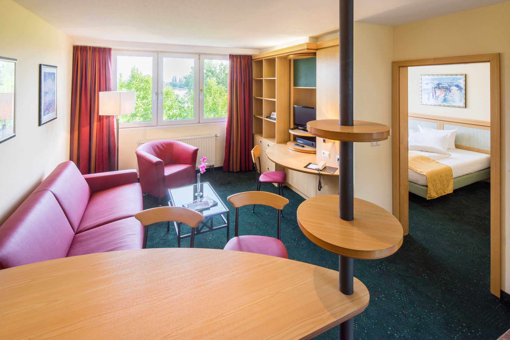 view from the living room in a suite of the Suite Hotel Leipzig